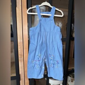 1980s Vintage Corduroy Baby Romper Rainbow Unicorns toddler overalls embroidered